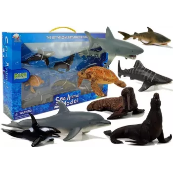 LEAN TOYS Figurki Edukacyjne Zwierzęta Morskie 8 Sztuk Rekiny Foka Delfin Mors Niedźwiedź Żółw