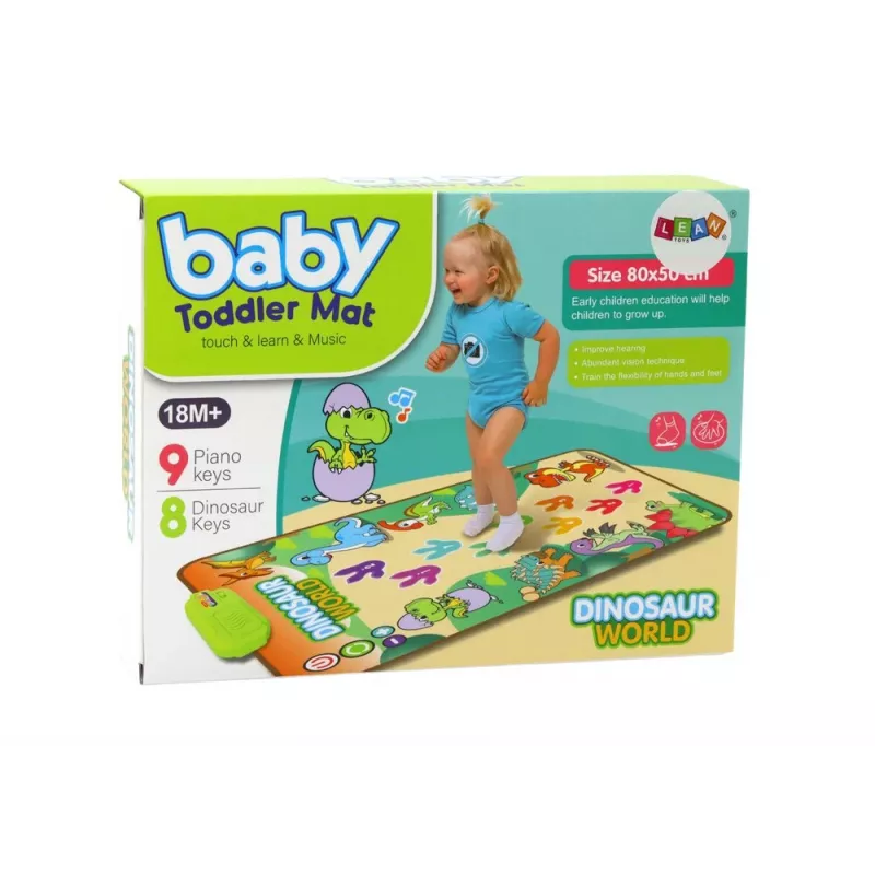LEAN TOYS Edukacyjna Mata Interaktywna Dinozaury Światła Dźwięki