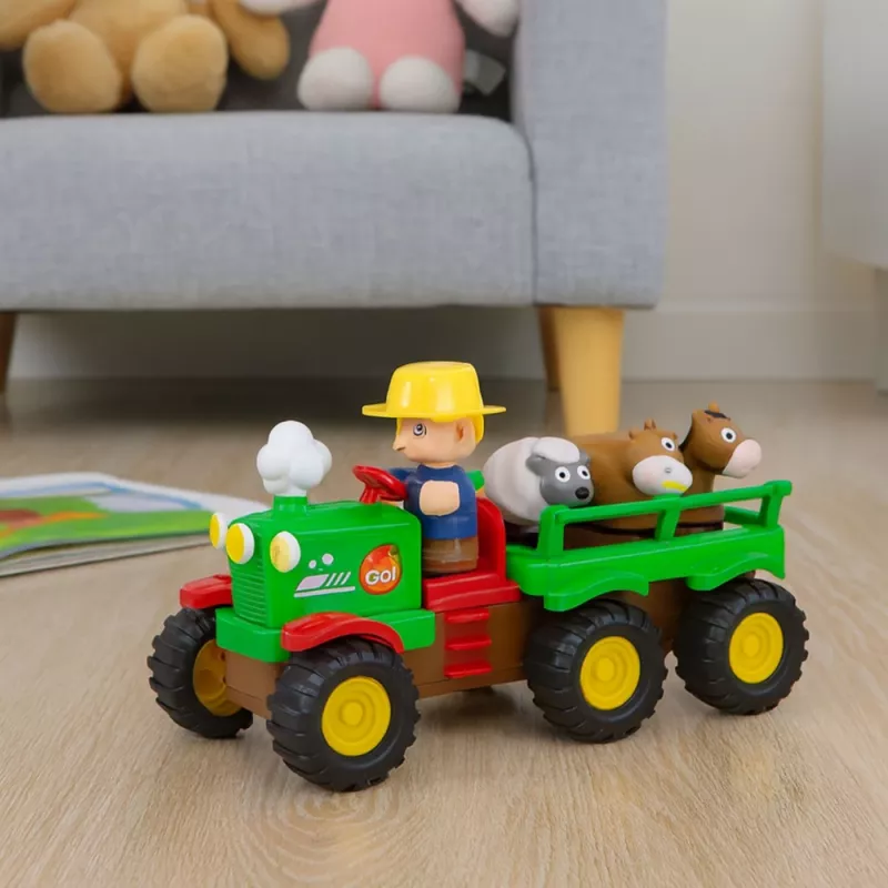 LEAN TOYS Edukacyjny interaktywny traktor dla maluchów ze zwierzątkami, światłem i dźwiękiem