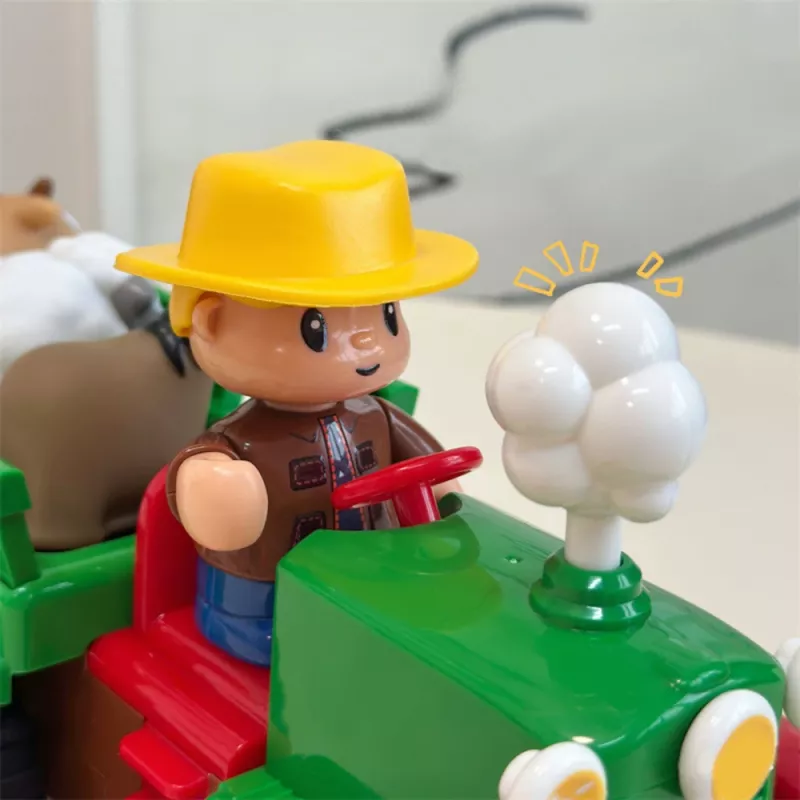 LEAN TOYS Edukacyjny interaktywny traktor dla maluchów ze zwierzątkami, światłem i dźwiękiem