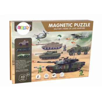 LEAN TOYS Edukacyjny Magnetyczny Zestaw Puzzle - Motyw Wojny Lądowej