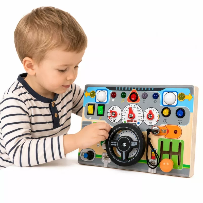 LEAN TOYS Edukacyjna Tablica Manipulacyjna Symulator Kierownicy Światła Dźwięki