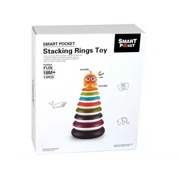 LEAN TOYS Piramida Edukacyjna z Kółkami i Kaczką na Kółkach
