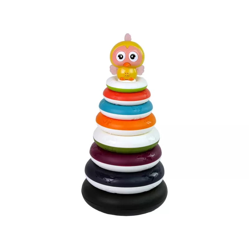 LEAN TOYS Piramida Edukacyjna z Kółkami i Kaczką na Kółkach