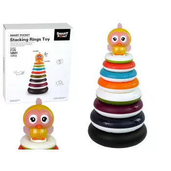 LEAN TOYS Piramida Edukacyjna z Kółkami i Kaczką na Kółkach