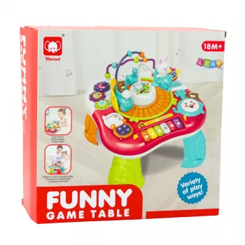 Stolik edukacyjny interaktywny panel muzyczny pianino 2 w 1 LEAN TOYS czerwony