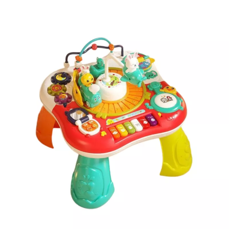 Stolik edukacyjny interaktywny panel muzyczny pianino 2 w 1 LEAN TOYS czerwony