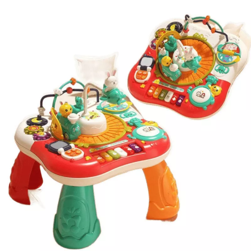 Stolik edukacyjny interaktywny panel muzyczny pianino 2 w 1 LEAN TOYS czerwony
