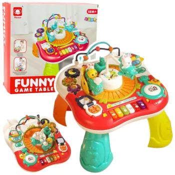 Stolik edukacyjny interaktywny panel muzyczny pianino 2 w 1 LEAN TOYS czerwony