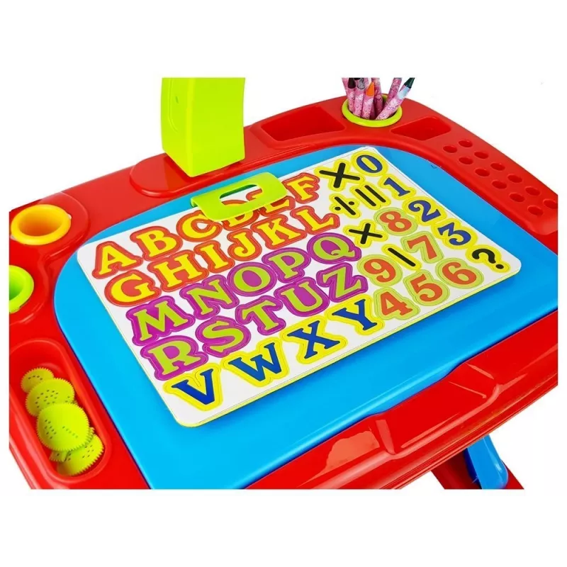 LEAN TOYS Stół edukacyjny z projektorem, krzesłem, kredkami, magnesami, literami i cyframi