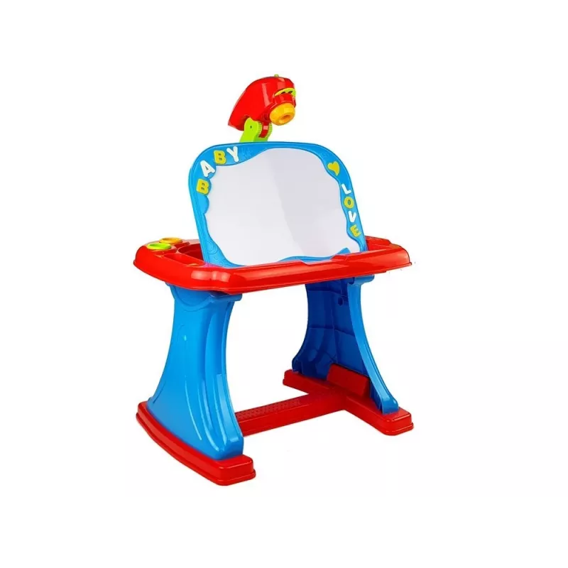 LEAN TOYS Stół edukacyjny z projektorem, krzesłem, kredkami, magnesami, literami i cyframi