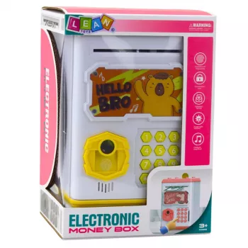 LEAN TOYS Elektroniczna Skarbonka ATM Sejf z PIN dla Dzieci Kapibara Żółta