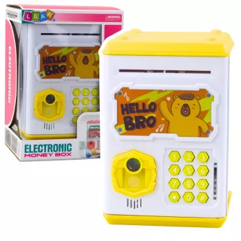 LEAN TOYS Elektroniczna Skarbonka ATM Sejf z PIN dla Dzieci Kapibara Żółta