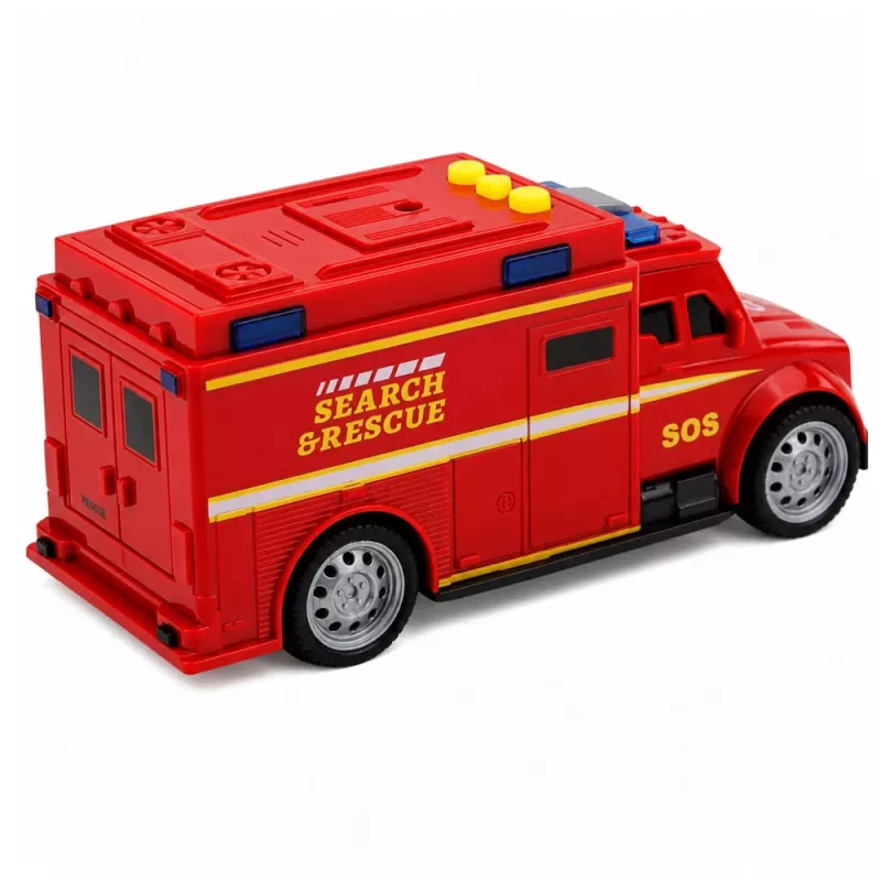 LEAN TOYS pojazd uprzywilejowany karetka pogotowia, światła, dźwięki, czerwony, 1:32