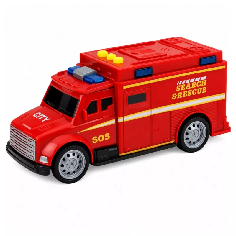 LEAN TOYS pojazd uprzywilejowany karetka pogotowia, światła, dźwięki, czerwony, 1:32