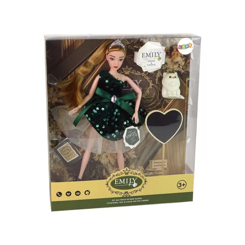 LEAN TOYS Emily Wooden Heart White Cat Baby Doll