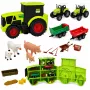 LEAN TOYS Zestaw Farm z Traktorem, Pojazdami Rolniczymi, Zwierzętami i Akcesoriami – 28-elementowy zestaw do zabawy