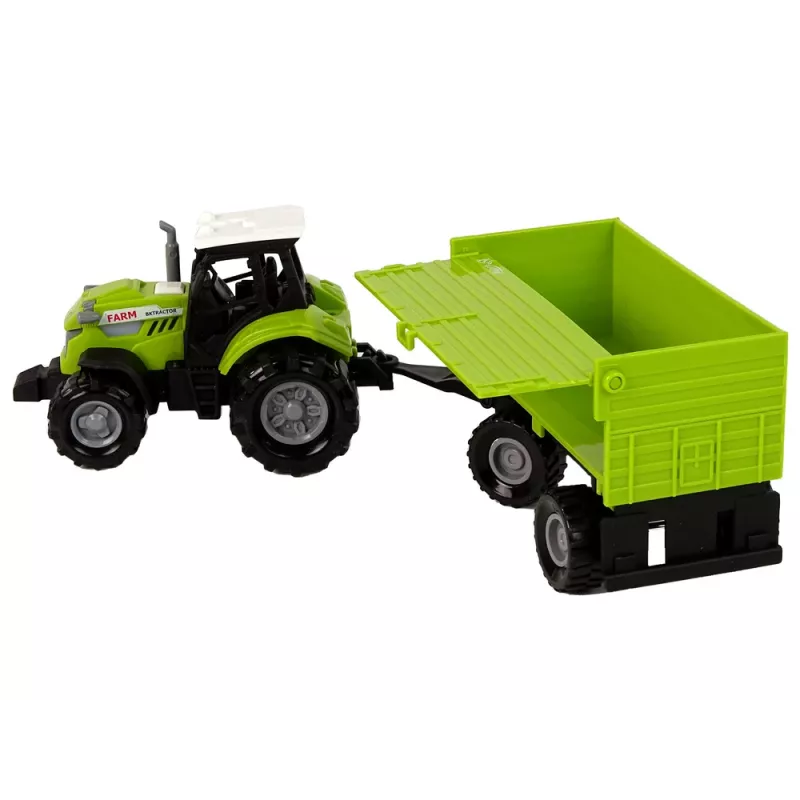 LEAN TOYS Ciągnik rolniczy z przyczepą światła dźwięki Zielony
