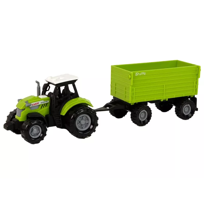 LEAN TOYS Ciągnik rolniczy z przyczepą światła dźwięki Zielony
