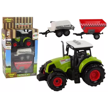 LEAN TOYS Farmer Tractor Set + 2 Farm Machines Farm Truck Set