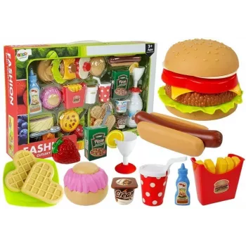 LEAN TOYS Zestaw Hamburger Fast Food | 12-elementowy zestaw zabawkowego jedzenia dla dzieci