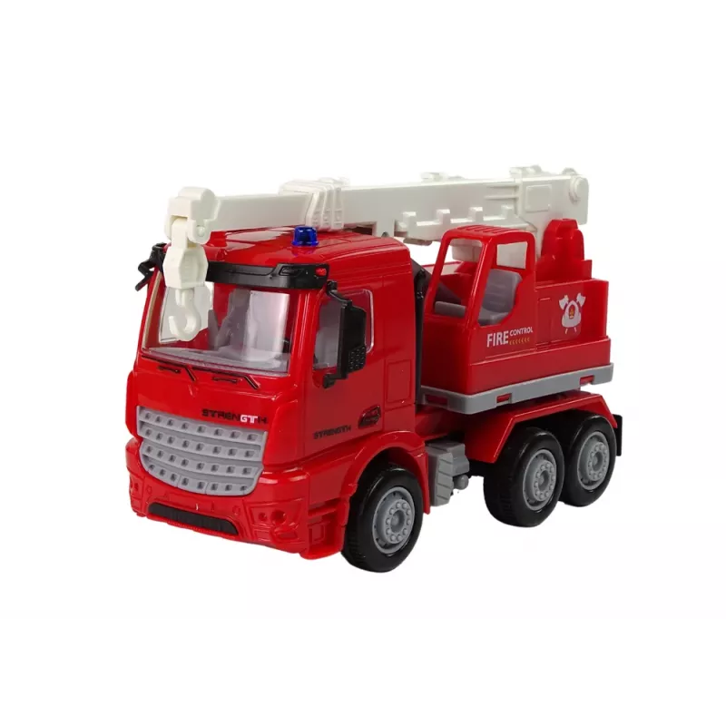 LEAN TOYS Zestaw Strażacki z Dźwigiem, Znakami Drogowymi i Strażakiem