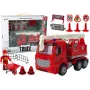 LEAN TOYS Zestaw Strażacki z Dźwigiem, Znakami Drogowymi i Strażakiem