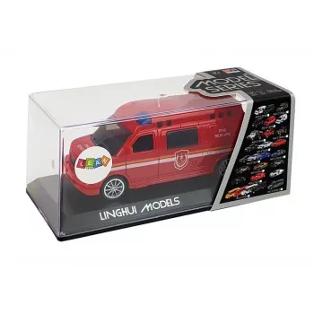 LEAN TOYS Fire Department Auto z sznurkiem do ciągnięcia z dźwiękiem i światłem