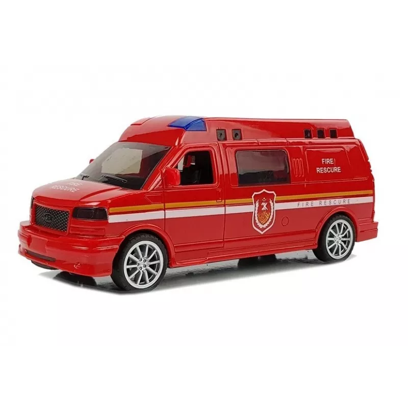 LEAN TOYS Fire Department Auto z sznurkiem do ciągnięcia z dźwiękiem i światłem