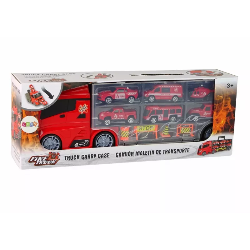 LEAN TOYS Zestaw wozów strażackich i lawety