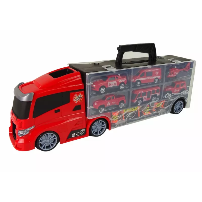 LEAN TOYS Zestaw wozów strażackich i lawety
