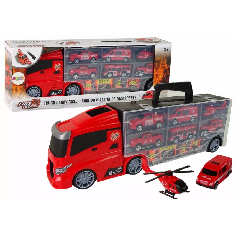 LEAN TOYS Zestaw wozów strażackich i lawety