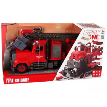 LEAN TOYS Wóz Strażacki Straż Pożarna z Akcesoriami do Odkręcania Czerwony