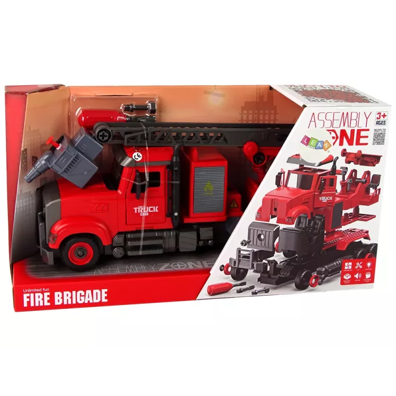 LEAN TOYS Wóz Strażacki Straż Pożarna z Akcesoriami do Odkręcania Czerwony