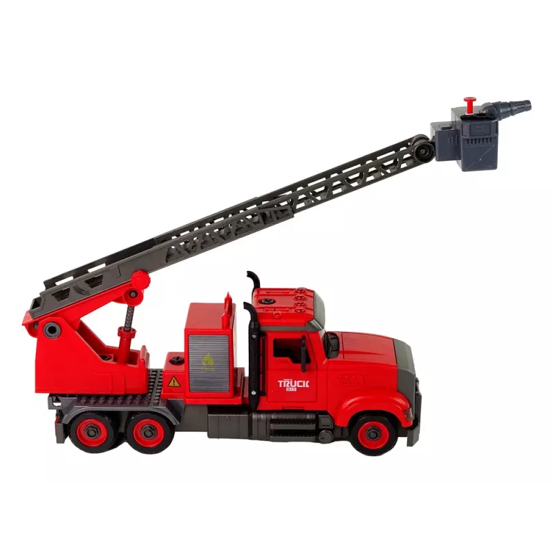 LEAN TOYS Wóz Strażacki Straż Pożarna z Akcesoriami do Odkręcania Czerwony