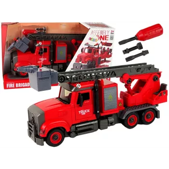 LEAN TOYS Wóz Strażacki Straż Pożarna z Akcesoriami do Odkręcania Czerwony