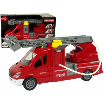 LEAN TOYS Wóz Strażacki Czerwony Dźwięki Wody Światła