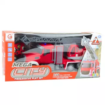 LEAN TOYS Wóz strażacki z wysięgnikiem i funkcją polewania wodą 1:24 RC