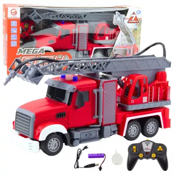 LEAN TOYS Wóz strażacki z wysięgnikiem i funkcją polewania wodą 1:24 RC