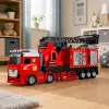 LEAN TOYS Wóz strażacki z wysięgnikiem do 69 cm, światłami, dźwiękami i armata wodną
