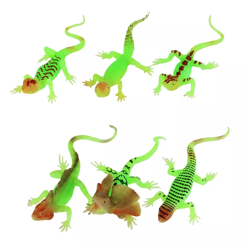 LEAN TOYS Fluorescencyjna Zielona Świecąca w Ciemności Gumowa Figurka Jaszczurki 15cm