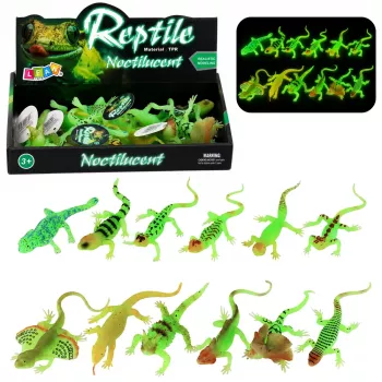 LEAN TOYS Fluorescencyjna Zielona Świecąca w Ciemności Gumowa Figurka Jaszczurki 15cm