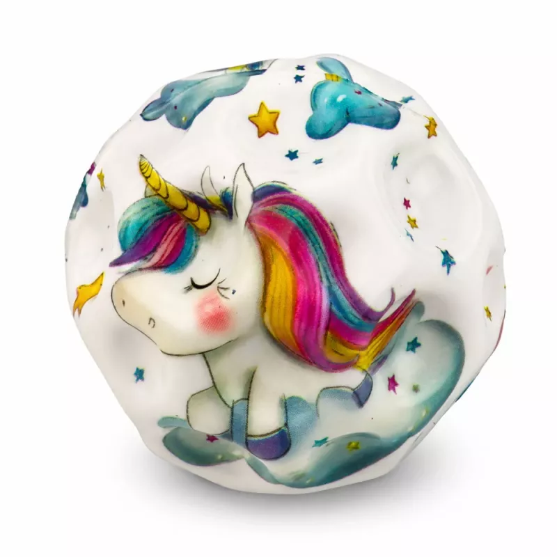 LEAN TOYS Piankowa piłka z wgłębieniami do odbijania Antystresowa Jednorożec 7 cm