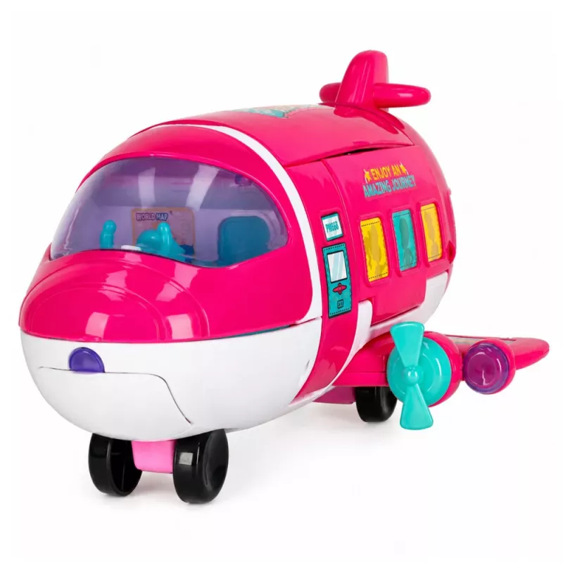 LEAN TOYS Składany 2-w-1 Samolot Pasażerski dla Lalek Różowy – Przekształcalny Domek dla Lalek dla Lalek 30 cm