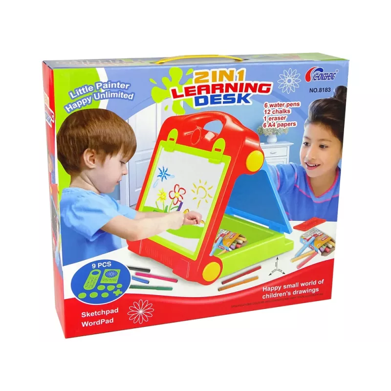 LEAN TOYS Składana walizka 2w1 z tablicą - Kreda i marker
