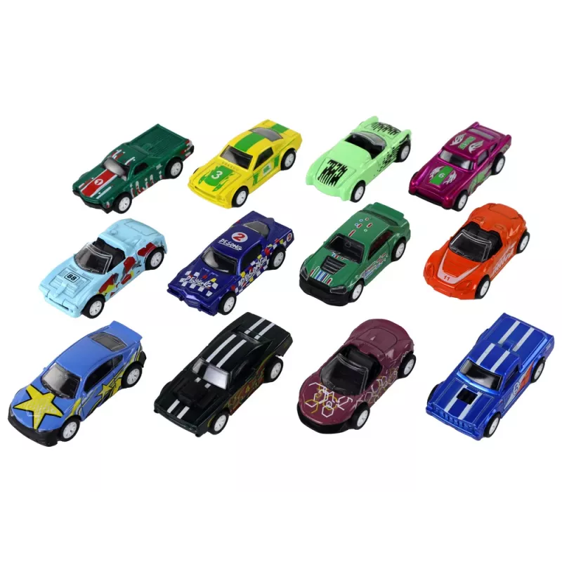 LEAN TOYS Zestaw pojazdów z napędem ciernym 12 szt. Metal 1:64
