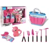LEAN TOYS Zestaw ogrodniczy Torba Narzędzia Rękawice Grabie Różowy Jednorożec