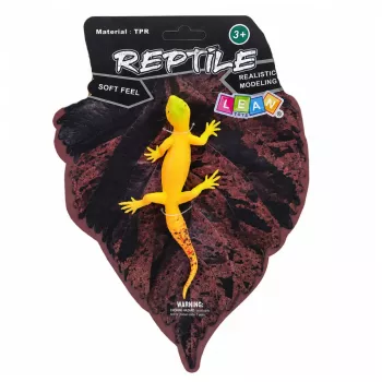 LEAN TOYS Złoty gekon gumowa figurka rozciągliwa realistyczny gad 15.5 cm