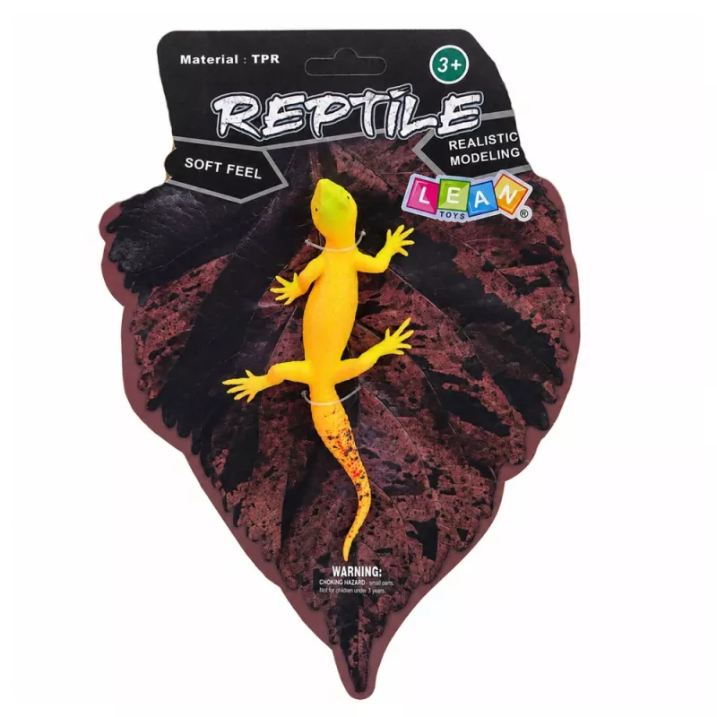 LEAN TOYS Złoty gekon gumowa figurka rozciągliwa realistyczny gad 15.5 cm