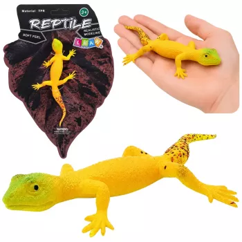 LEAN TOYS Złoty gekon gumowa figurka rozciągliwa realistyczny gad 15.5 cm